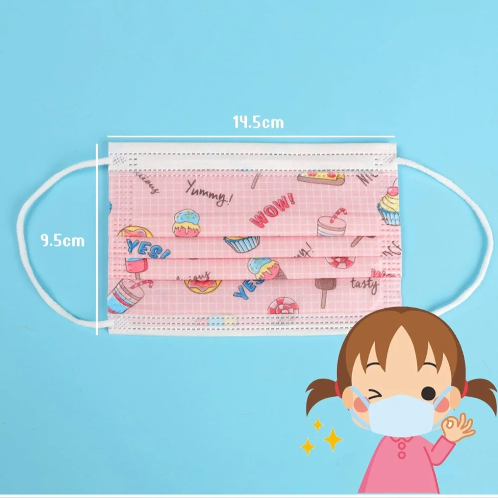 New Assacalynn Disposable Kids Face Mask 50 Pcs Pink 5-12 Years Old.